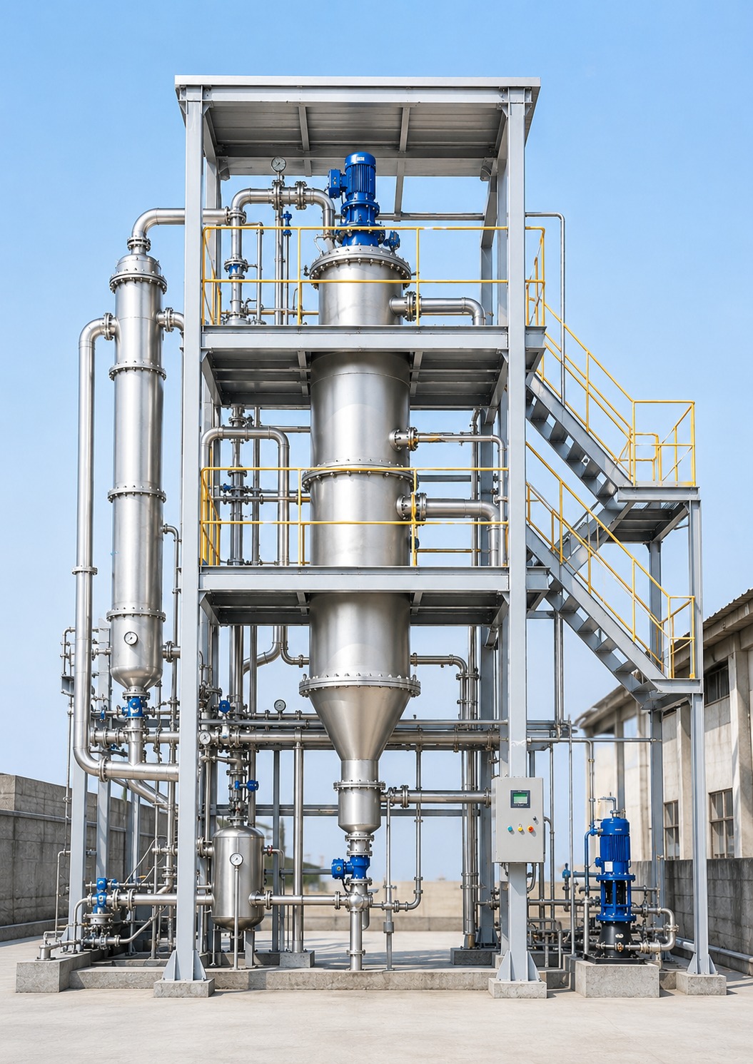 Agitated thin film dryer (ATFD)  -  vertical jacketed dryer with rotor for viscous and heat-sensitive materials