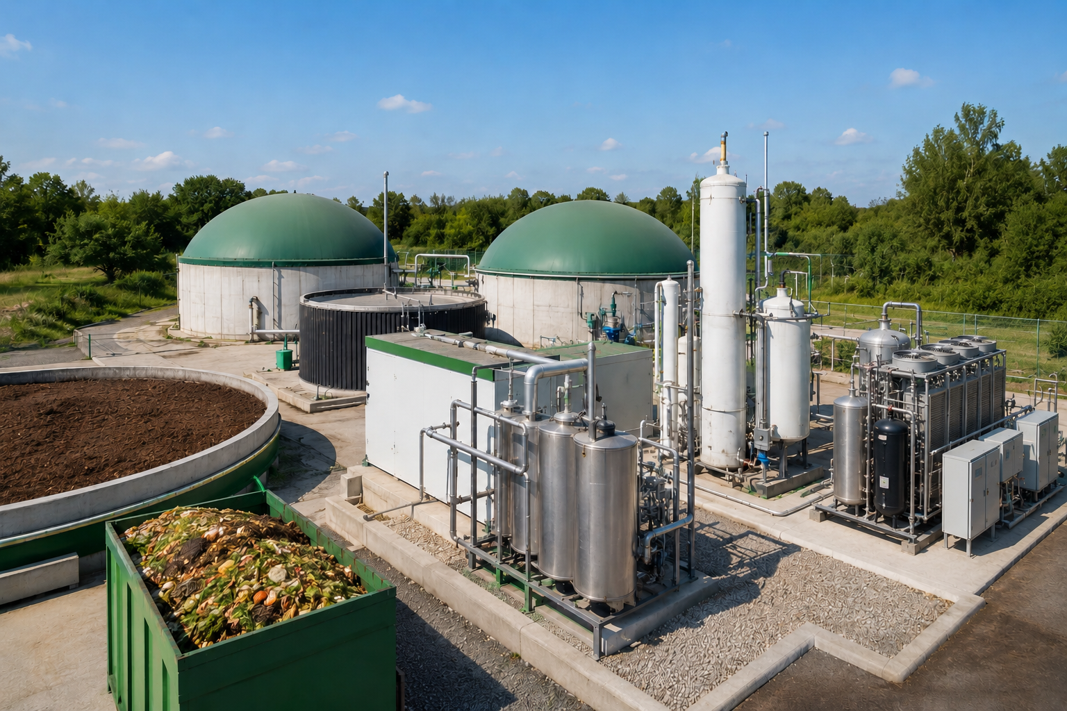 Biogas and CNG plant - anaerobic digestion and biogas upgrading system