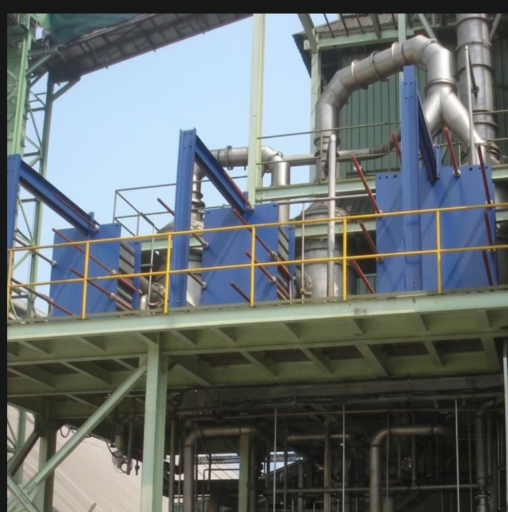 Plate type evaporator  -  stainless steel process piping and heat exchange