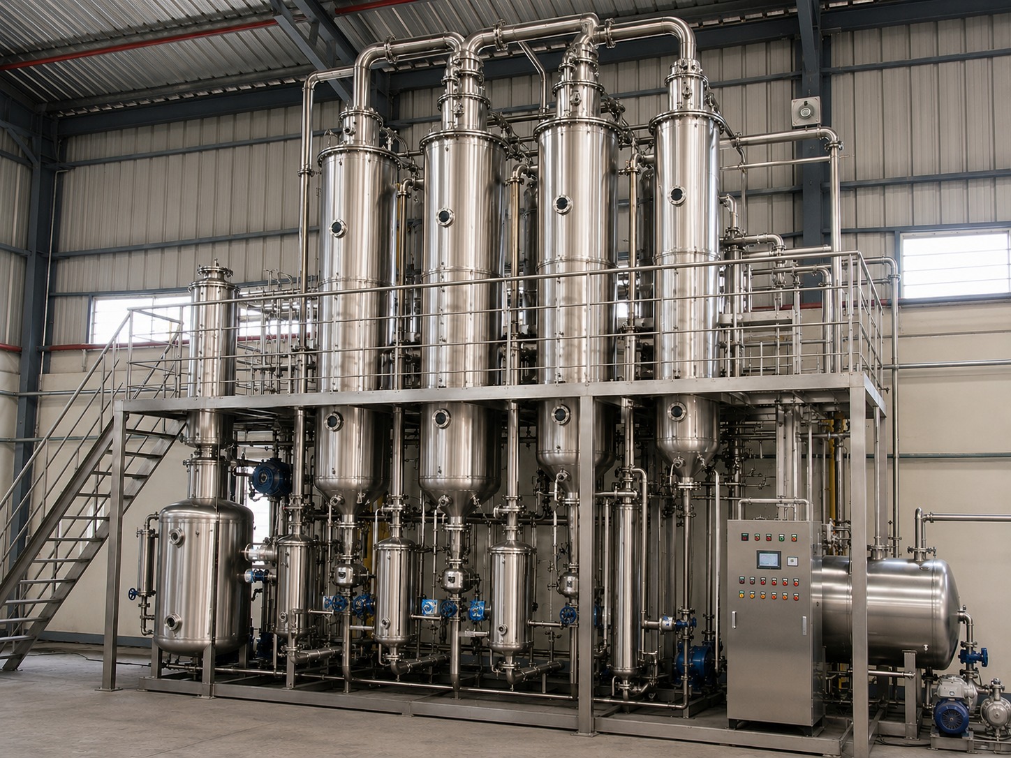 Rising film evaporator  -  vertical tube industrial evaporation system