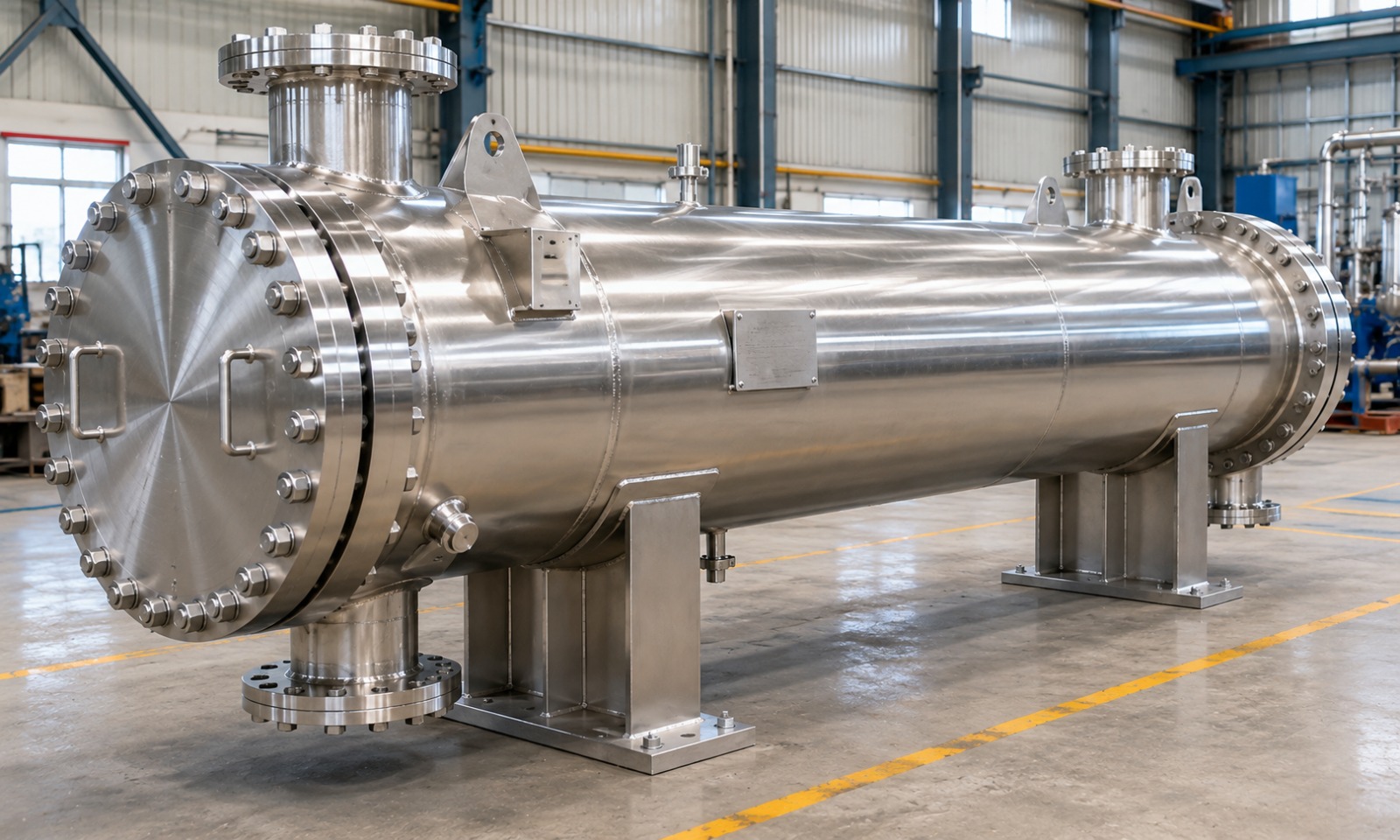 Shell and tube heat exchanger  -  SS304 polished tube bundle and shell